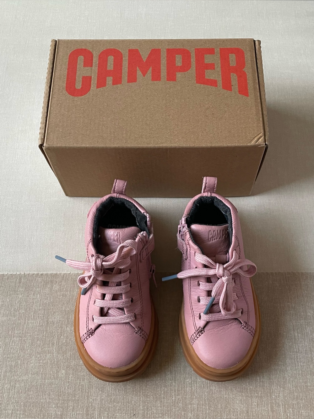 Camper Brutus Pink Leather Ankle Boots for Toddler